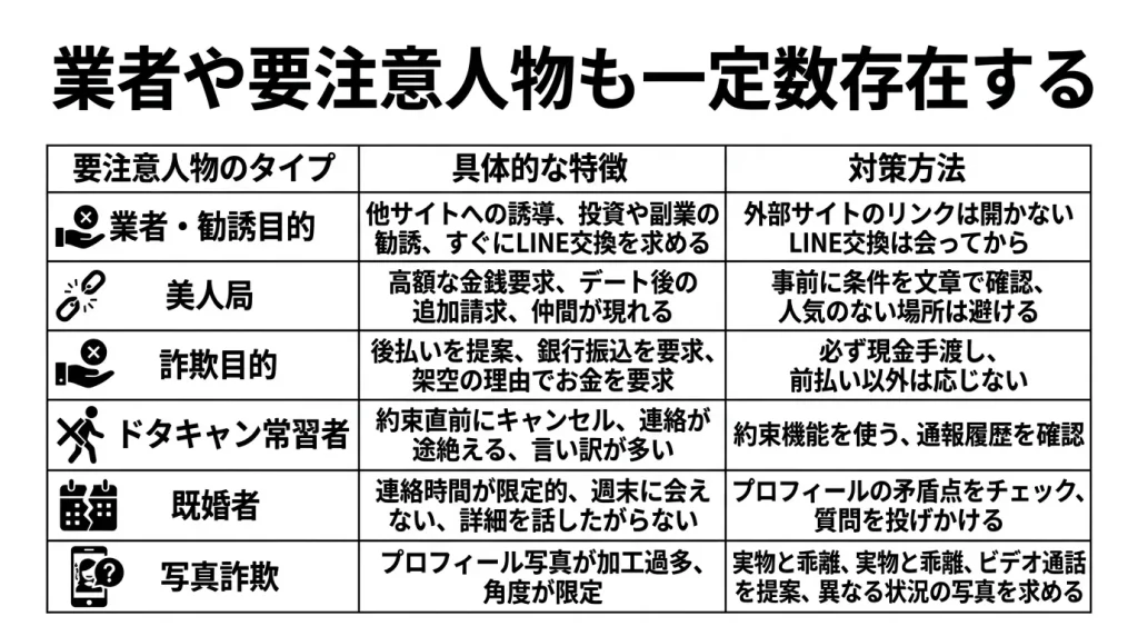 業者や要注意人物も一定数存在する