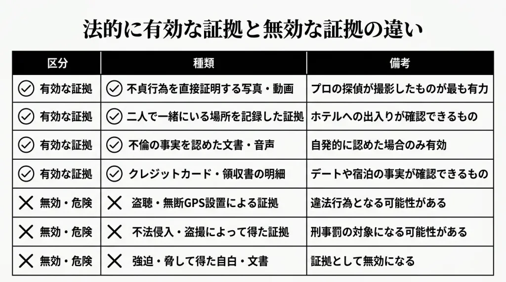 法的に有効な証拠と無効な証拠の違い