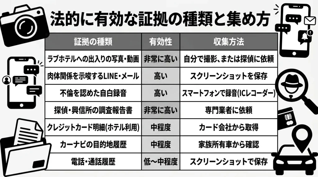法的に有効な証拠の種類と集め方