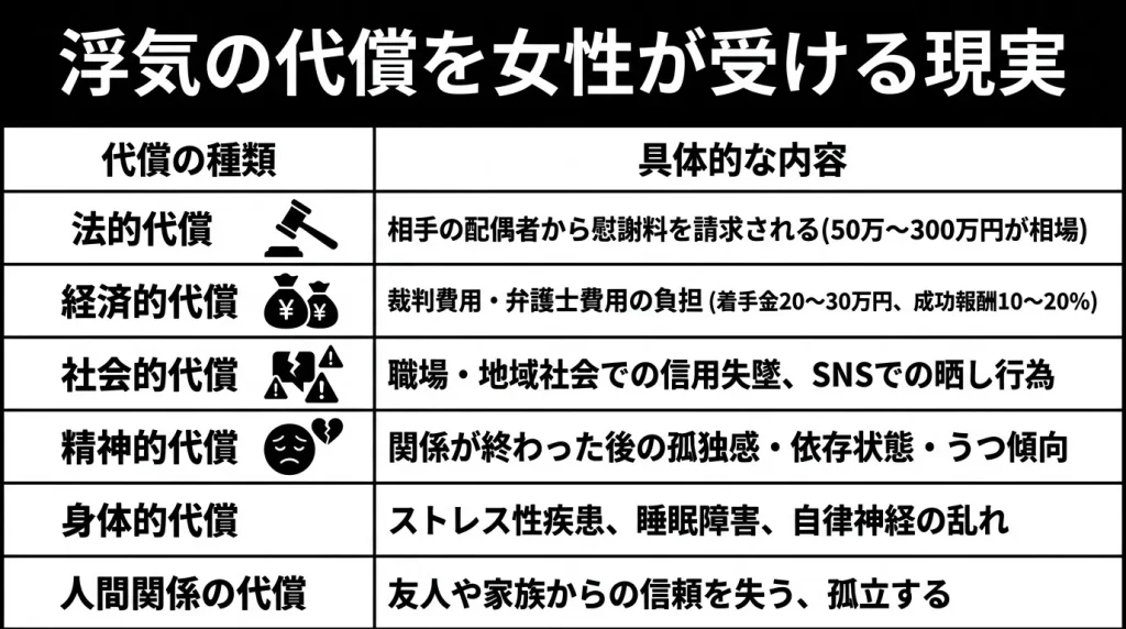 浮気の代償を女性が受ける現実