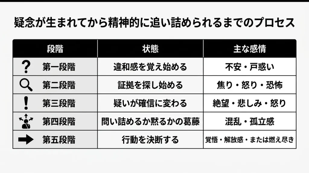 疑念が生まれてから精神的に追い詰められるまでのプロセス