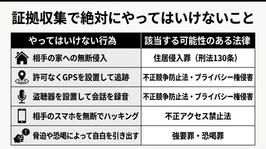 証拠収集で絶対にやってはいけないこと