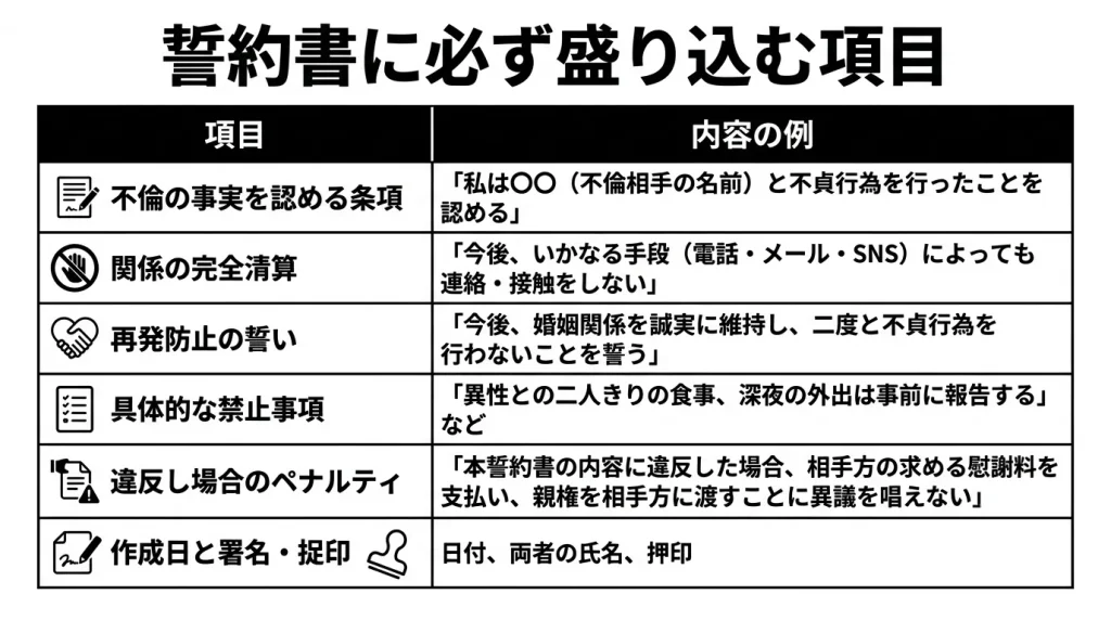 誓約書に必ず盛り込む項目