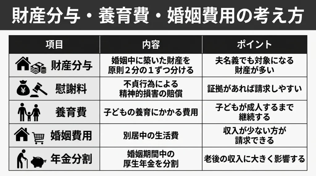 財産分与・養育費・婚姻費用の考え方