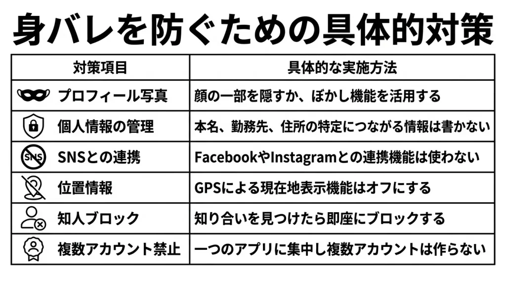 身バレを防ぐための具体的対策