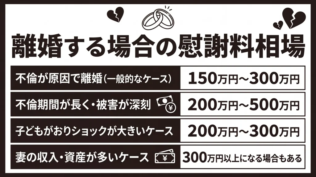 離婚する場合の慰謝料相場