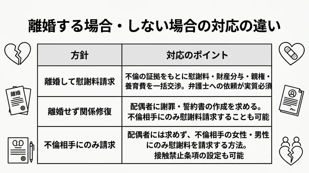 離婚する場合・しない場合の対応の違い