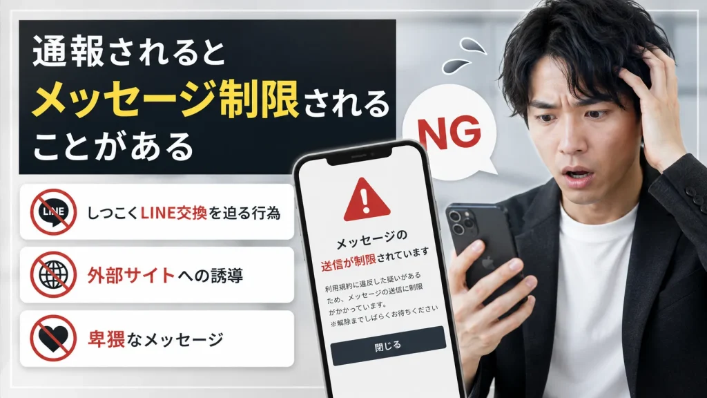 通報されるとメッセージ制限されることがある