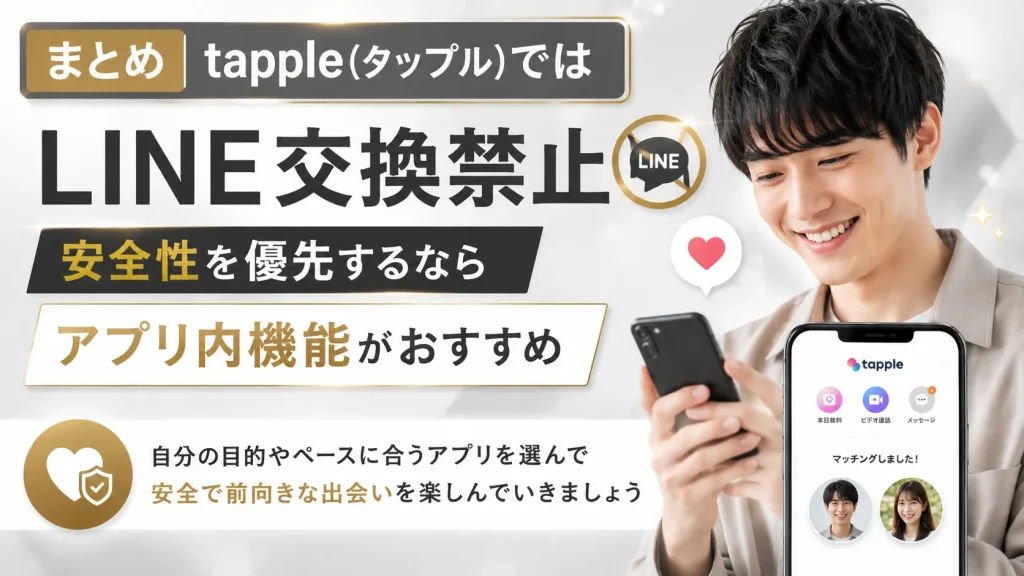 まとめ|tapple(タップル)ではLINE交換禁止。安全性を優先するならアプリ内機能がおすすめ