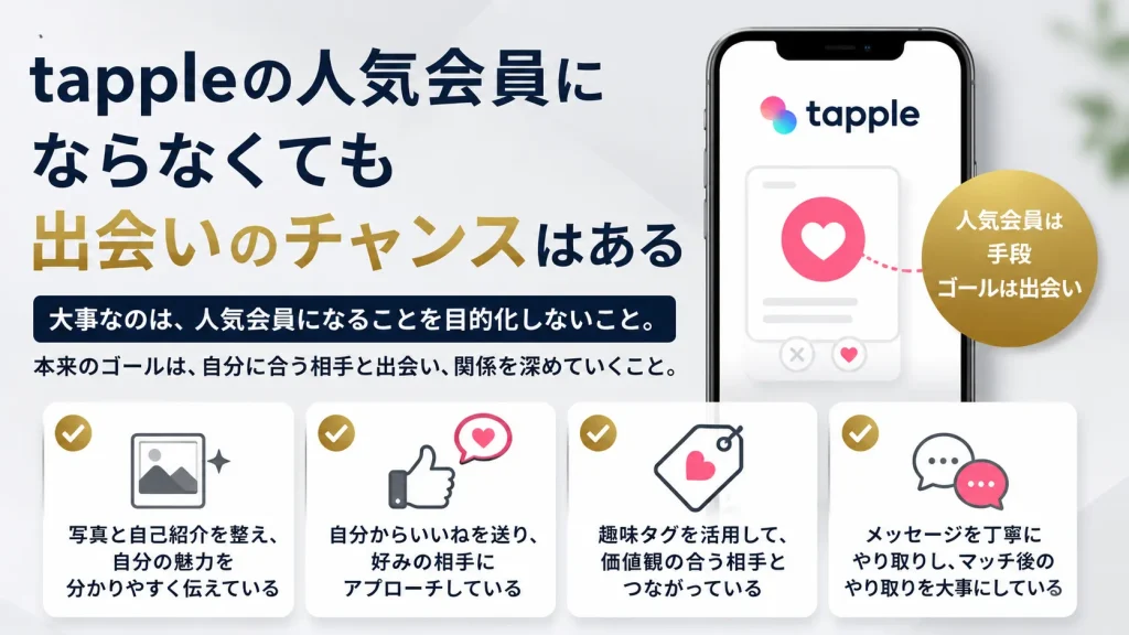 tapple（タップル）の人気会員にならなくても出会いのチャンスはある