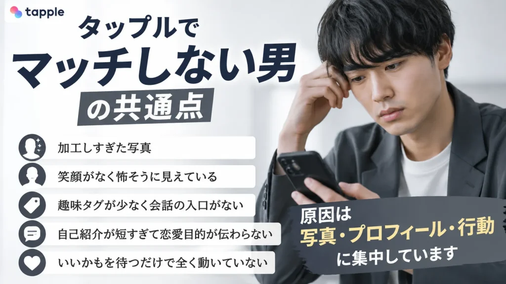 タップルでマッチしない男の共通点