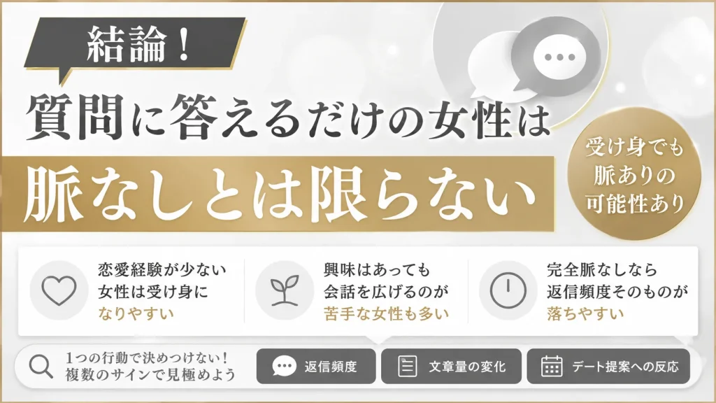 結論!質問に答えるだけの女性は脈なしとは限らない