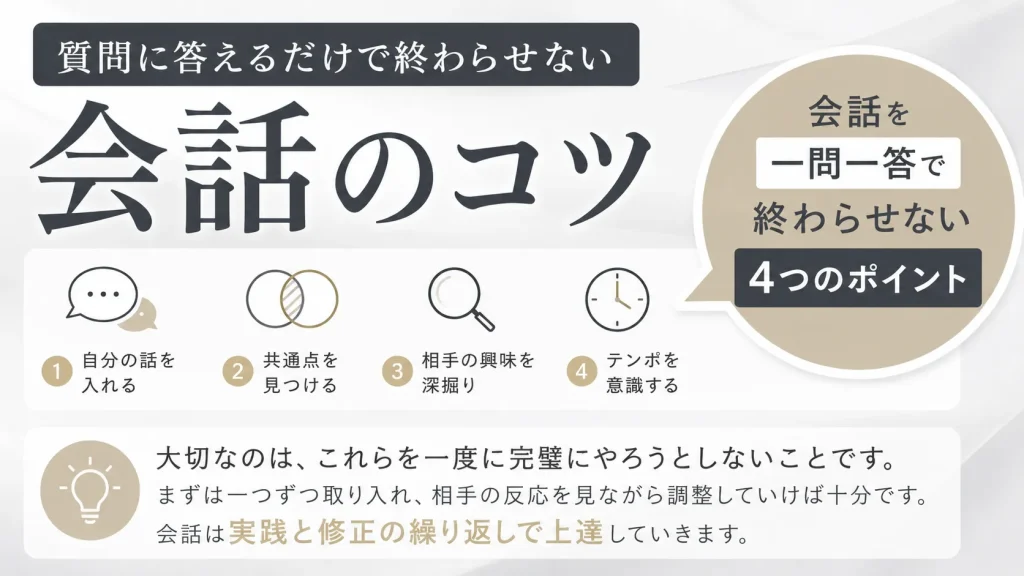 質問に答えるだけで終わらせない会話のコツ